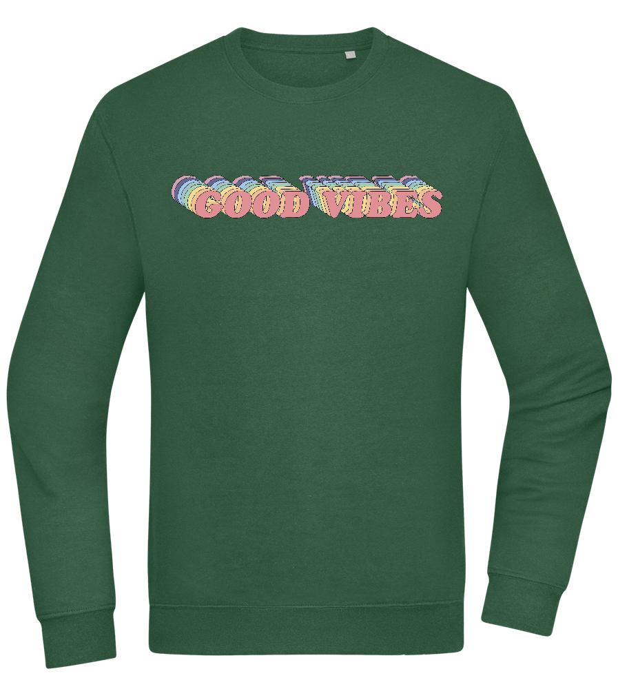 Good Vibes Rainbow Design - Comfort Essential Unisex Sweater_GREEN BOTTLE_front