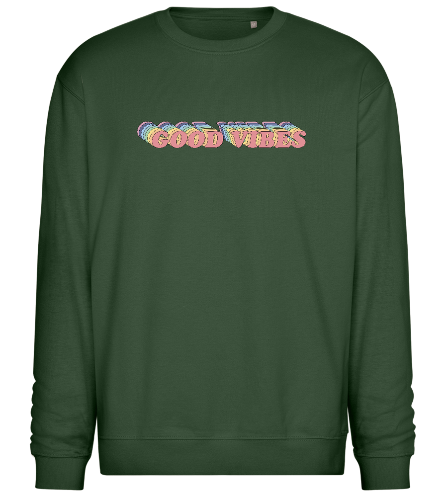 Good Vibes Rainbow Design - Comfort Essential Unisex Sweater_GREEN BOTTLE_front