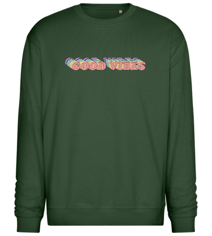 Good Vibes Rainbow Design - Comfort Essential Unisex Sweater_GREEN BOTTLE_front