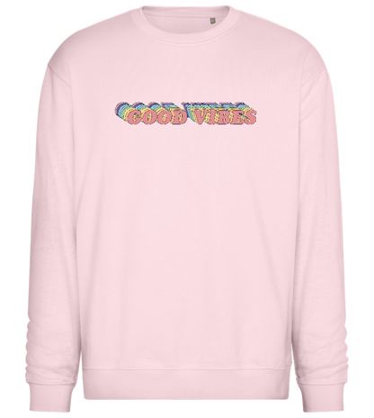 Good Vibes Rainbow Design - Comfort Essential Unisex Sweater_LIGHT PEACH ROSE_front