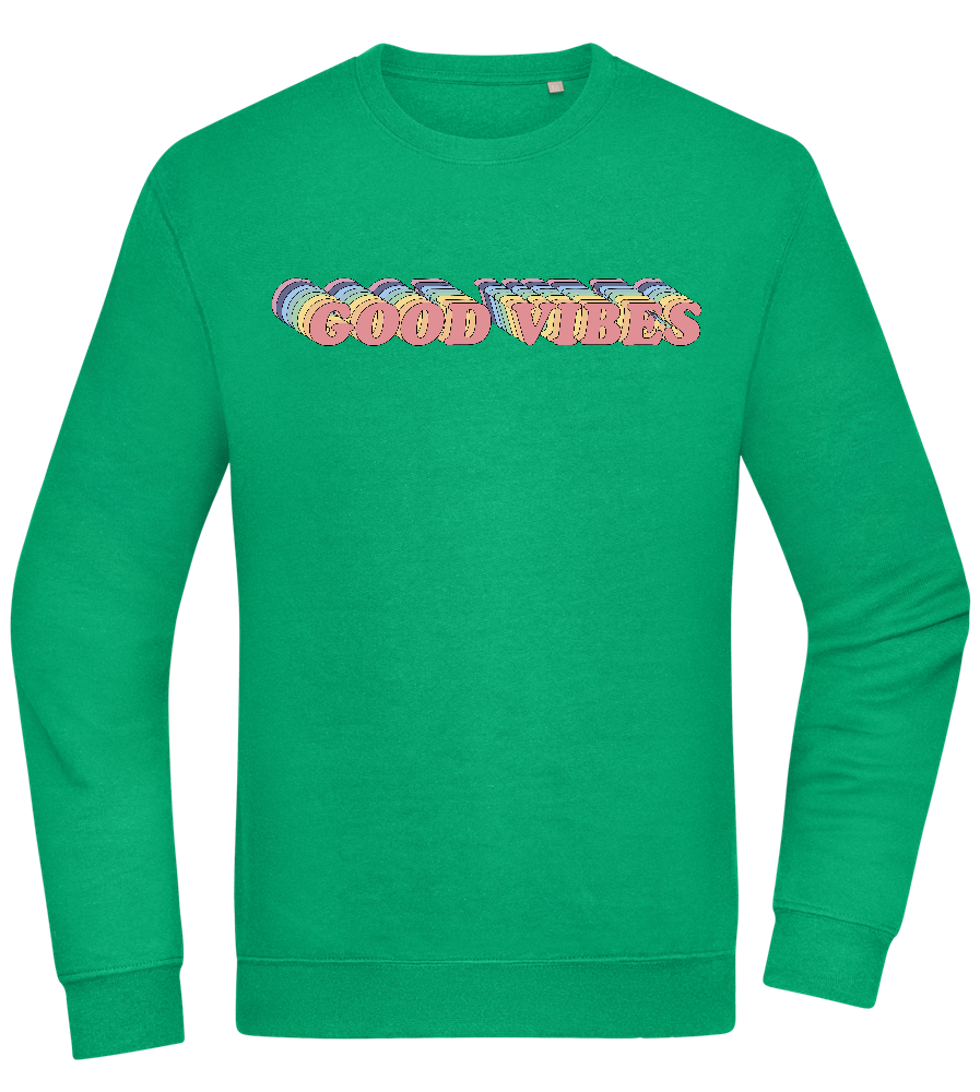 Good Vibes Rainbow Design - Comfort Essential Unisex Sweater_MEADOW GREEN_front