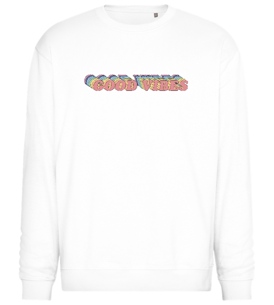 Good Vibes Rainbow Design - Comfort Essential Unisex Sweater_WHITE_front