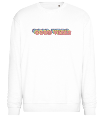 Good Vibes Rainbow Design - Comfort Essential Unisex Sweater_WHITE_front