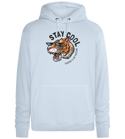 Stay Cool Tiger Design - Premium unisex hoodie_CREAMY BLUE_front