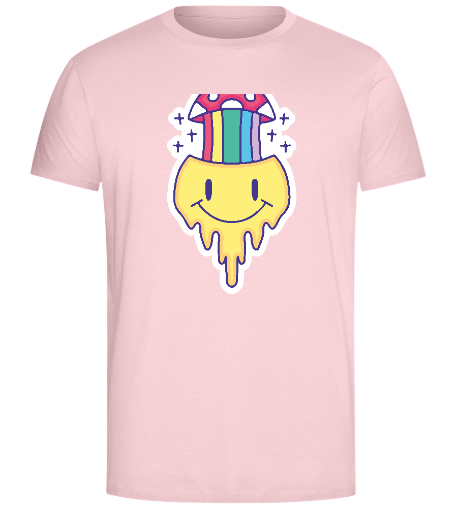 Rainbow Mushroom Smiley Design - Comfort Unisex T-Shirt_CANDY PINK_front