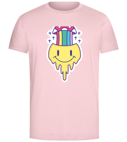 Rainbow Mushroom Smiley Design - Comfort Unisex T-Shirt_CANDY PINK_front