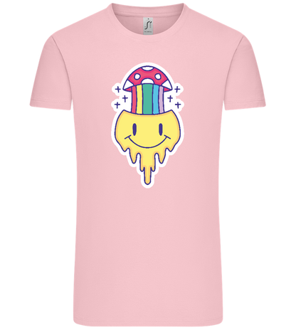 Rainbow Mushroom Smiley Design - Comfort Unisex T-Shirt_CANDY PINK_front