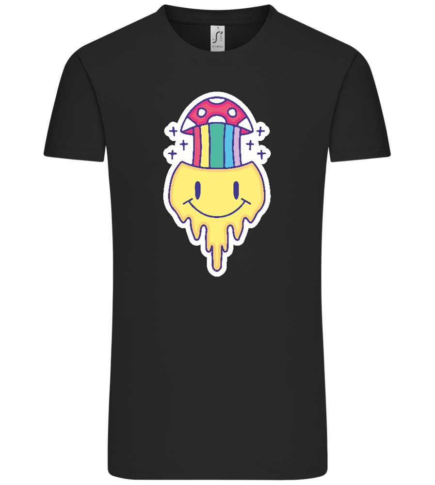 Rainbow Mushroom Smiley Design - Comfort Unisex T-Shirt_DEEP BLACK_front