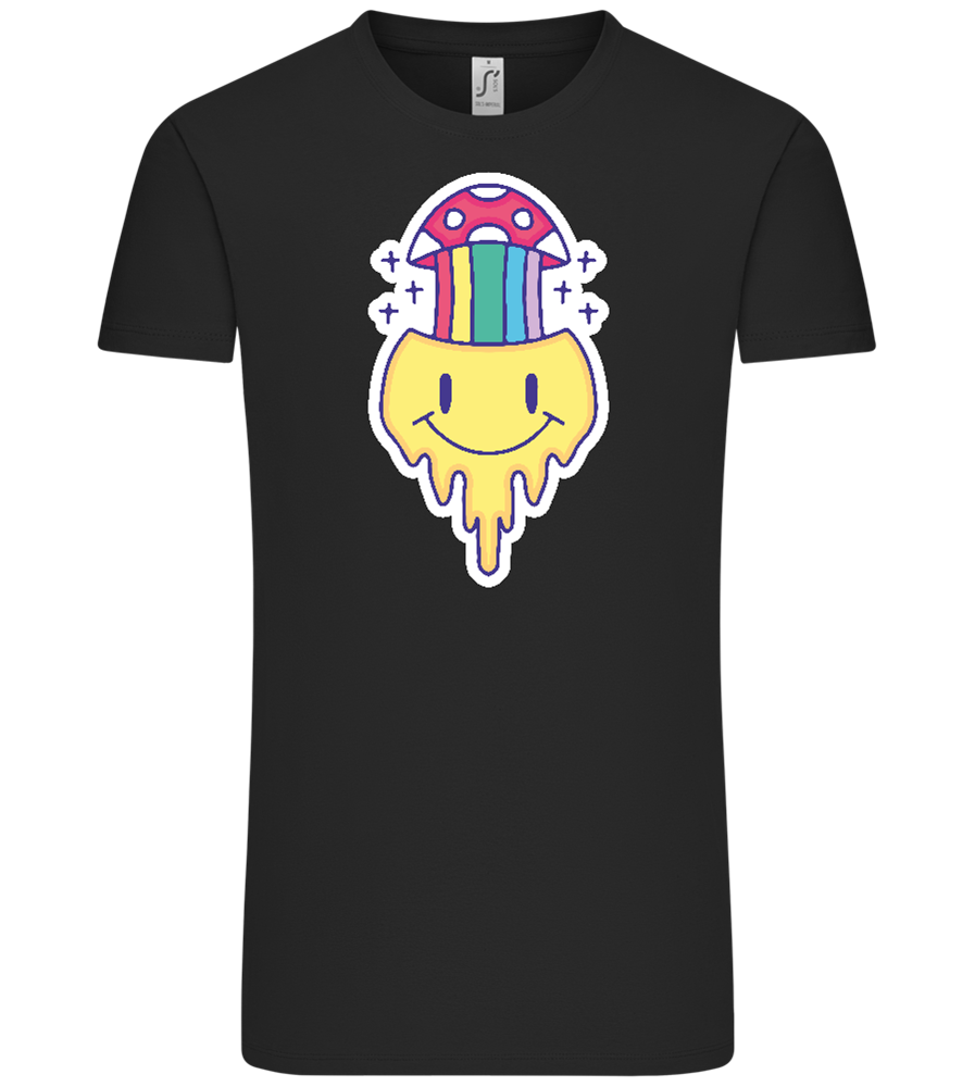 Rainbow Mushroom Smiley Design - Comfort Unisex T-Shirt_DEEP BLACK_front