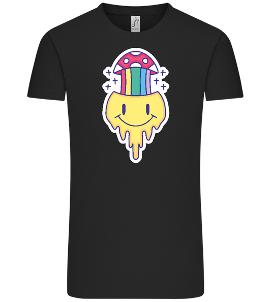 Rainbow Mushroom Smiley Design - Comfort Unisex T-Shirt_DEEP BLACK_front