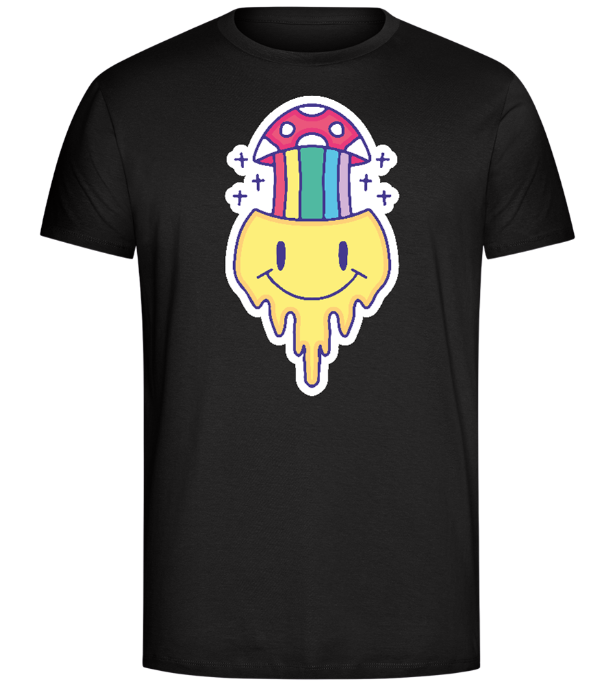 Rainbow Mushroom Smiley Design - Comfort Unisex T-Shirt_DEEP BLACK_front