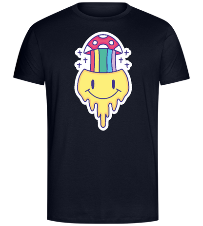 Rainbow Mushroom Smiley Design - Comfort Unisex T-Shirt_FRENCH NAVY_front