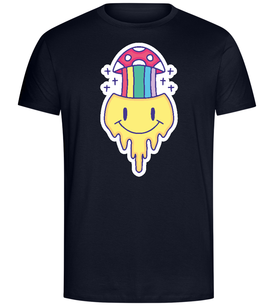 Rainbow Mushroom Smiley Design - Comfort Unisex T-Shirt_FRENCH NAVY_front