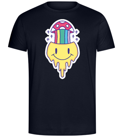 Rainbow Mushroom Smiley Design - Comfort Unisex T-Shirt_FRENCH NAVY_front