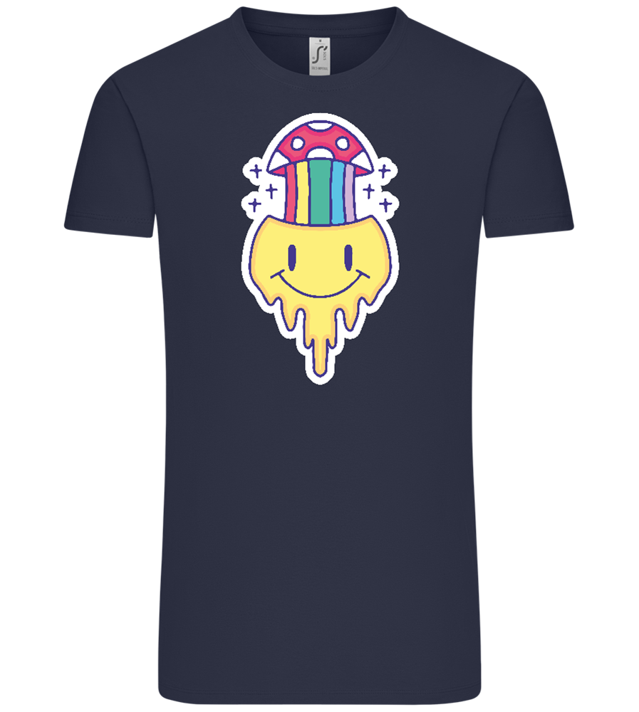 Rainbow Mushroom Smiley Design - Comfort Unisex T-Shirt_FRENCH NAVY_front