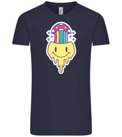 Rainbow Mushroom Smiley Design - Comfort Unisex T-Shirt_FRENCH NAVY_front