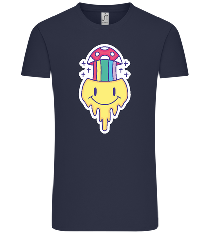 Rainbow Mushroom Smiley Design - Comfort Unisex T-Shirt_FRENCH NAVY_front