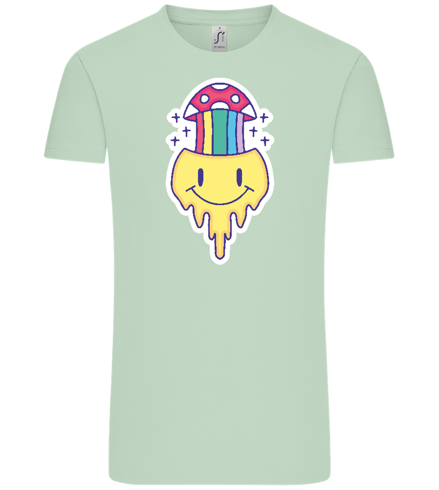 Rainbow Mushroom Smiley Design - Comfort Unisex T-Shirt_ICE GREEN_front