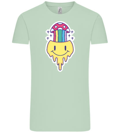 Rainbow Mushroom Smiley Design - Comfort Unisex T-Shirt_ICE GREEN_front