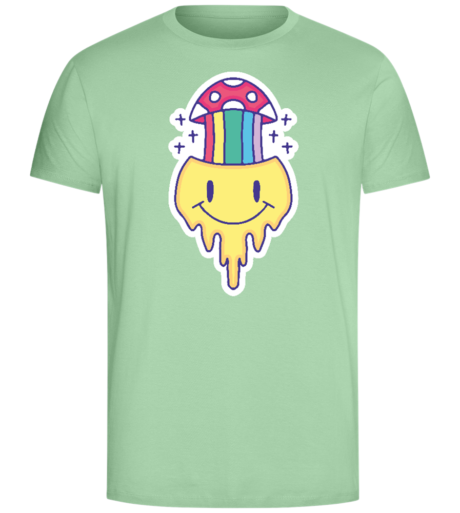 Rainbow Mushroom Smiley Design - Comfort Unisex T-Shirt_ICE GREEN_front