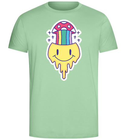 Rainbow Mushroom Smiley Design - Comfort Unisex T-Shirt_ICE GREEN_front