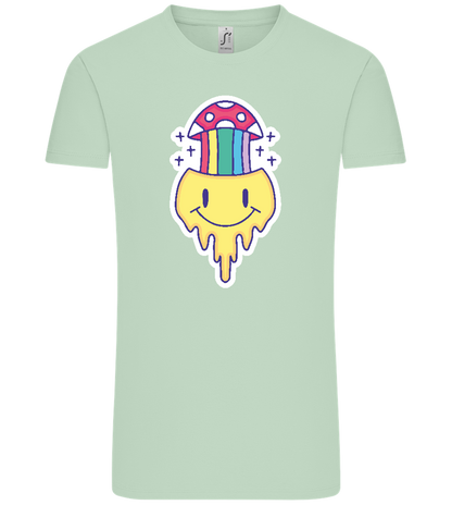 Rainbow Mushroom Smiley Design - Comfort Unisex T-Shirt_ICE GREEN_front