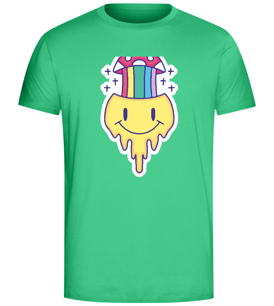 Rainbow Mushroom Smiley Design - Comfort Unisex T-Shirt_SPRING GREEN_front