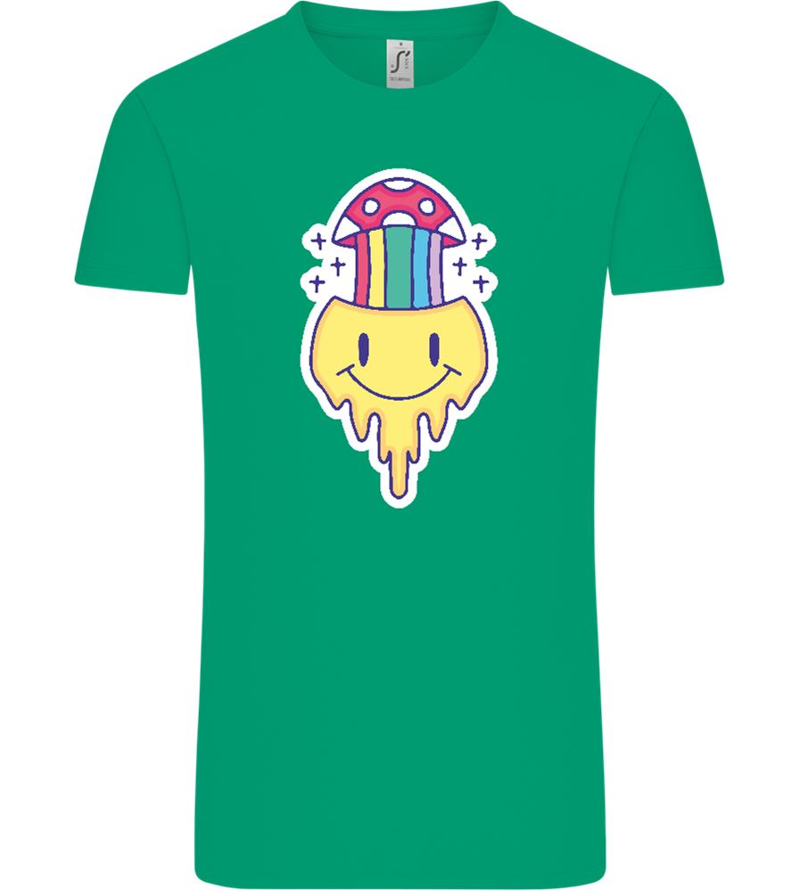 Rainbow Mushroom Smiley Design - Comfort Unisex T-Shirt_SPRING GREEN_front