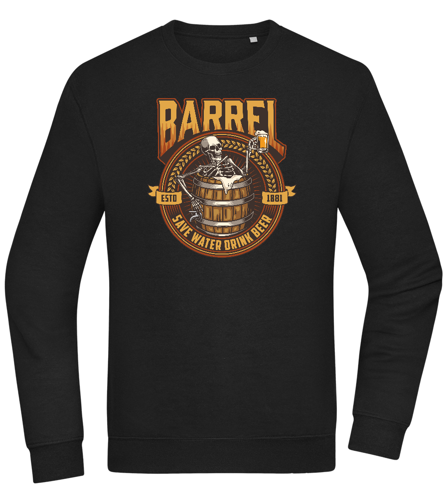 Save Water Drink Beer Barrel Design - Comfort Essential Unisex Sweater_BLACK_front