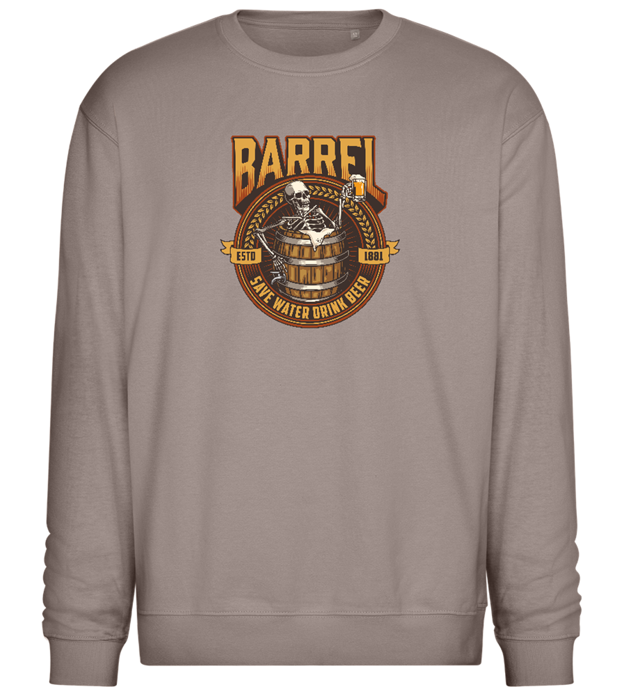 Save Water Drink Beer Barrel Design - Comfort Essential Unisex Sweater_CHARCOAL CHIN_front