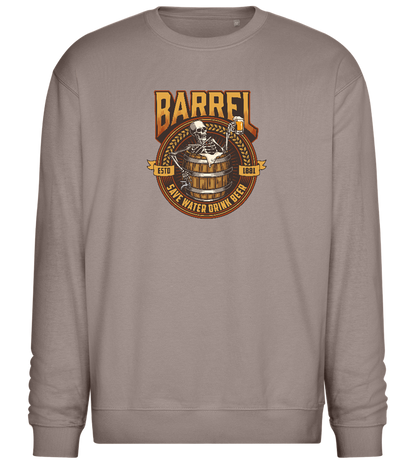 Save Water Drink Beer Barrel Design - Comfort Essential Unisex Sweater_CHARCOAL CHIN_front