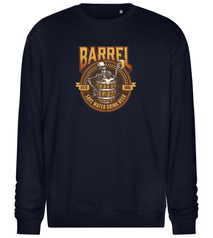 Save Water Drink Beer Barrel Design - Comfort Essential Unisex Sweater_FRENCH NAVY_front