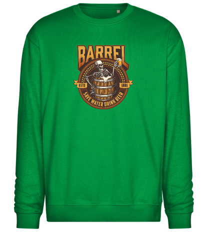 Save Water Drink Beer Barrel Design - Comfort Essential Unisex Sweater_MEADOW GREEN_front