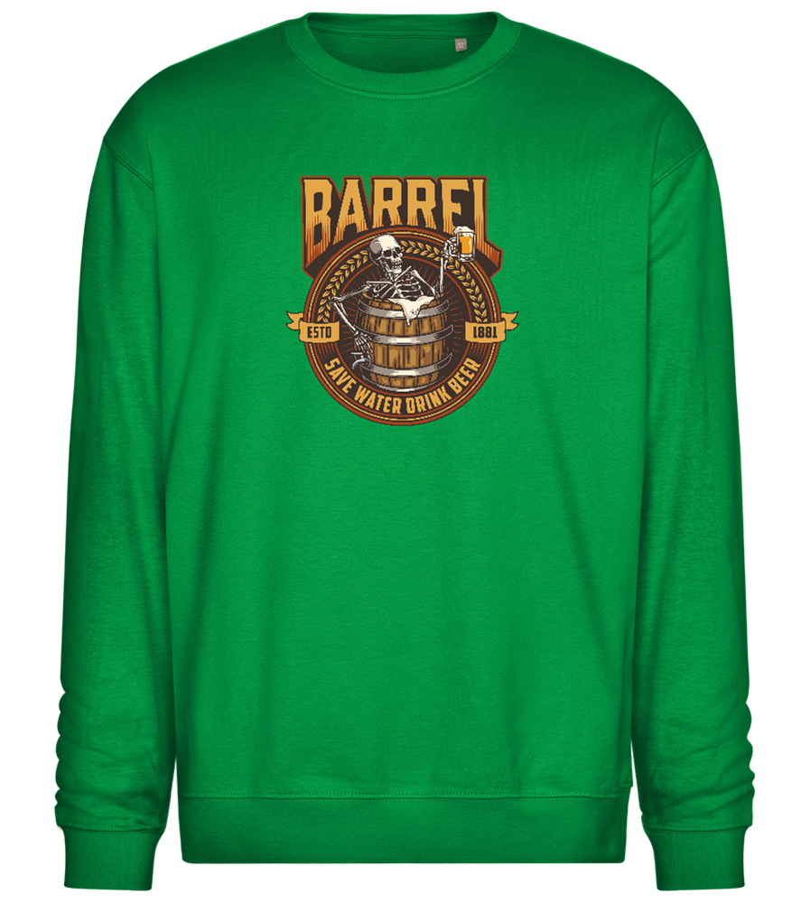 Save Water Drink Beer Barrel Design - Comfort Essential Unisex Sweater_MEADOW GREEN_front