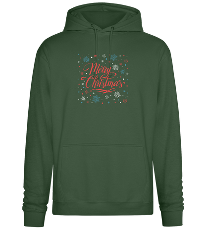 Merry Christmas Snowflakes Design - Premium Essential Unisex Hoodie_GREEN BOTTLE_front