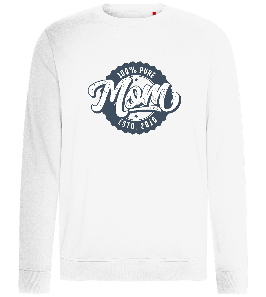 100% Pure Mom Estd Design - Comfort unisex sweater_WHITE_front