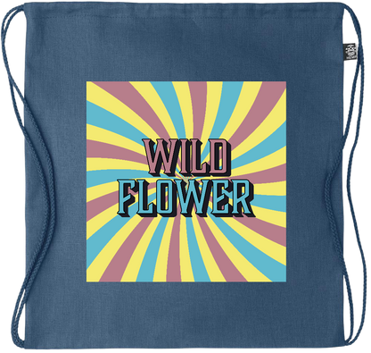 Wild Flower Design - Premium hemp drawstring bag_BLUE_front