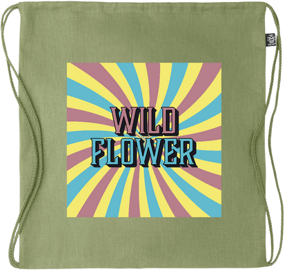 Wild Flower Design - Premium hemp drawstring bag_GREEN_front