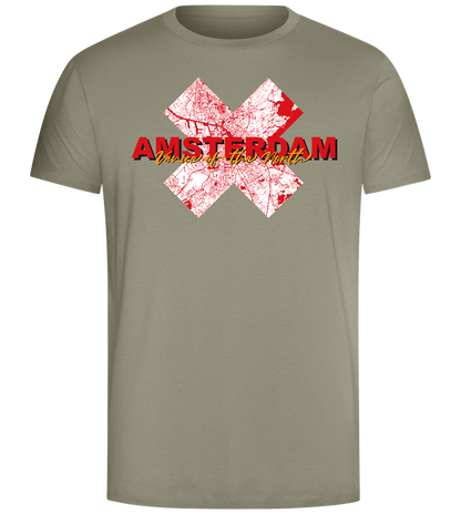 Amsterdam City Map Design - Comfort Unisex T-Shirt_KHAKI_front