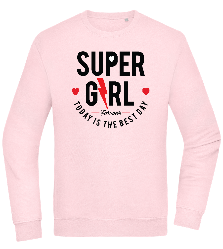 Super Girl Forever Design - Comfort Essential Unisex Sweater_LIGHT PEACH ROSE_front