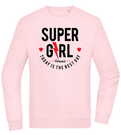 Super Girl Forever Design - Comfort Essential Unisex Sweater_LIGHT PEACH ROSE_front