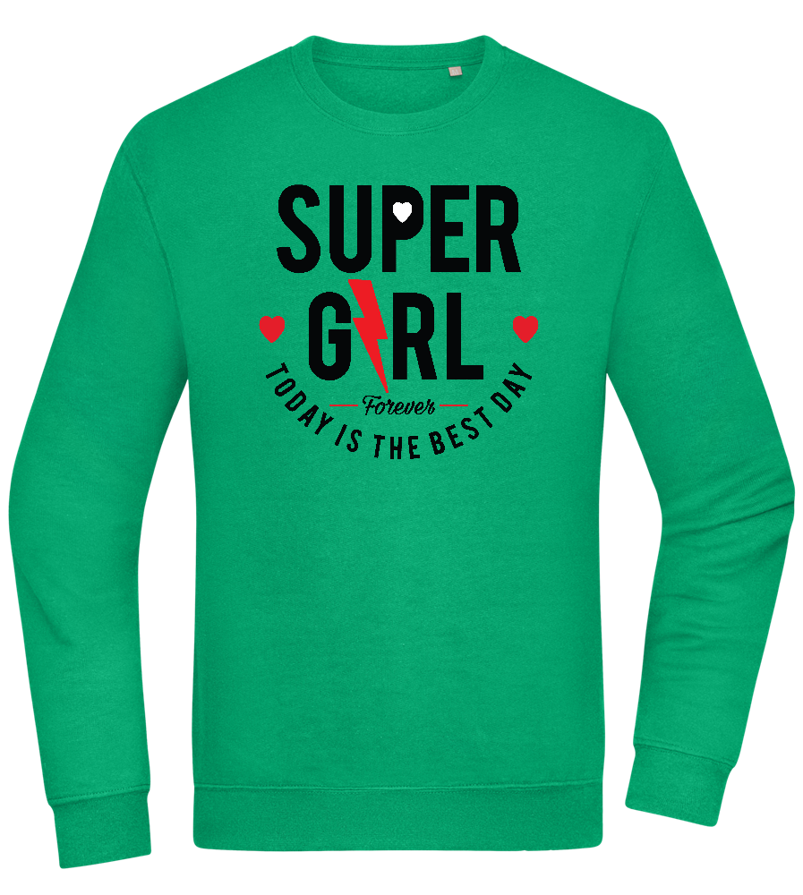 Super Girl Forever Design - Comfort Essential Unisex Sweater_MEADOW GREEN_front