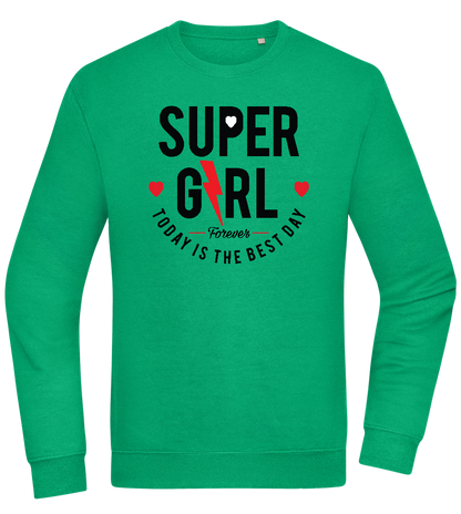 Super Girl Forever Design - Comfort Essential Unisex Sweater_MEADOW GREEN_front