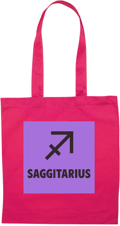 Zodiac Saggitarius Design - Premium colored cotton tote bag_FUCHSIA_front