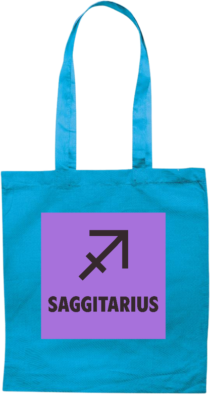 Zodiac Saggitarius Design - Premium colored cotton tote bag_TURQUOISE_front