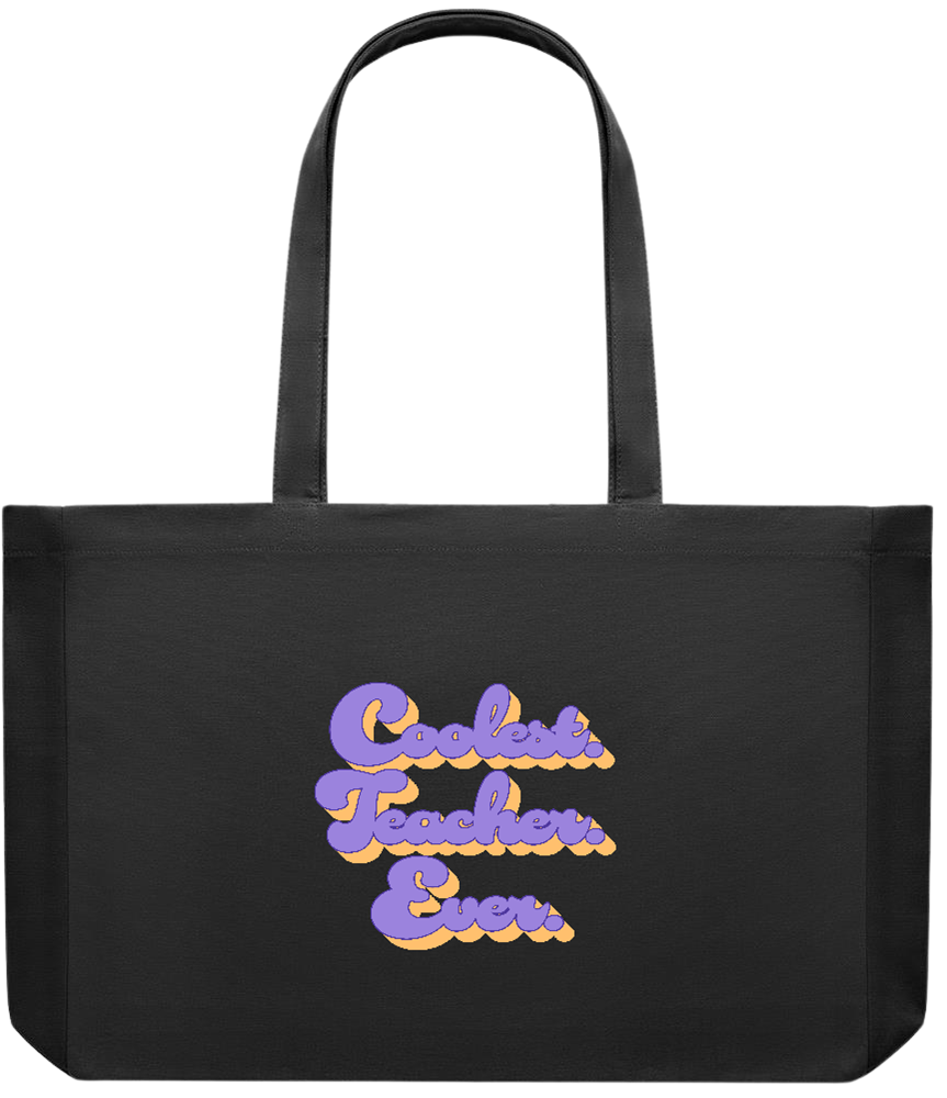 Coolest Teacher Ever Design - Premium large recycled shopping tote bag_BLACK_front