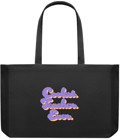 Coolest Teacher Ever Design - Premium large recycled shopping tote bag_BLACK_front