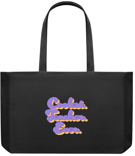 Coolest Teacher Ever Design - Premium large recycled shopping tote bag_BLACK_front