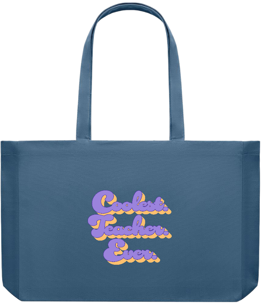 Coolest Teacher Ever Design - Premium large recycled shopping tote bag_BLUE_front