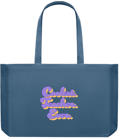 Coolest Teacher Ever Design - Premium large recycled shopping tote bag_BLUE_front